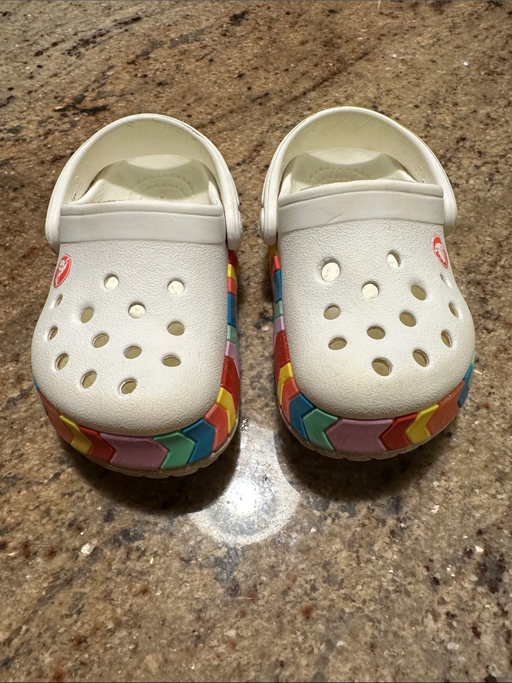 CROCS Toddler 6C with Rainbow Chevron Trim 🌈
